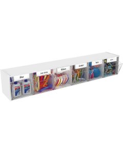 DEFLECTO Interlocking Craft Storage Tilt Organizer 6 Bins-23.6"X4.5"X3.6" White