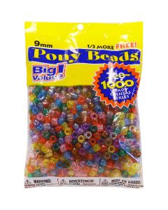 Darice Pony Beads 6mmX9mm 1,000/Pkg-Transparent Multicolor