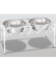 Loving Pets Products Black Label 1 Quart Layton Double Diner-White Wash