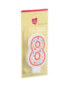 Cake Mate Birthday Party Candle - Numeral - 8 - 3 in - 1 Count - Case of 6