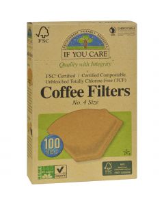 If You Care #4 Cone Coffee Filters - Brown - Case of 12 - 100 Count