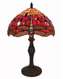 Warehouse of Tiffany Tiffany Style Red Dragonfly Table Lamp