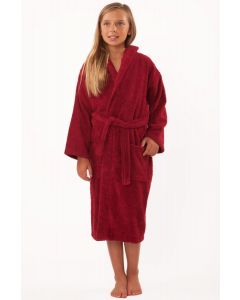 Bare Cotton 100% Turkish Cotton Kids Hooded Terry Robe - Burgundy - Kids (Age 3-6) - Small Medium - Kids Hooded Terry Robe - Burgundy - Small Medium