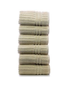 Bare Cotton Luxury Hotel & Spa Towel 100% Genuine Turkish Cotton Hand Towels - Beige - Stripe  - Set of 6