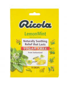 Ricola Sugar Free Drops - Lemon Mint - Case of 12 - 19 Pack