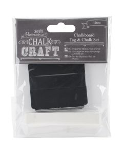docrafts Chalk Craft Chalkboard Tag & Chalk Set 12/Pkg-Square, 2.75"X2.375"