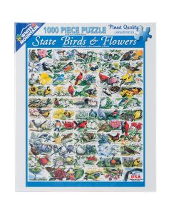 White Mountain Puzzles Jigsaw Puzzle 1000 Pieces 24"X30"-State Birds & Flowers