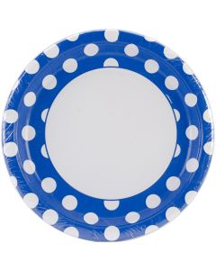 Unique Industries Dinner Plates 9" 8/Pkg-Royal Blue Decorative Dots