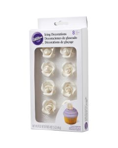 Wilton Icing Roses 8/Pkg-Medium White