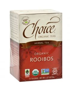 Choice Organic Teas Rooibos Red Bush Tea - 16 Tea Bags - Case of 6