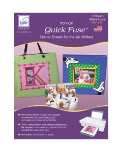 June Tailor Quick Fuse Iron-On Ink Jet Fabric Sheets 8.5"X11" 3/Pkg-White