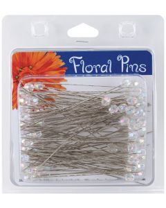 Darice Floral Pins 3" 100/Pkg-Faceted Crystal Aurora Borealis