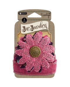 Hampton Art Embellished Burlap Flower W/Tie-Pink