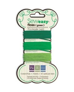We R Memory Keepers Sew Easy Solid 6-Strand Floss 8.7yd 3/Pkg-Green