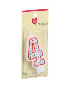 Cake Mate Birthday Party Candle - Numeral - 4 - 3 in - 1 Count - Case of 6