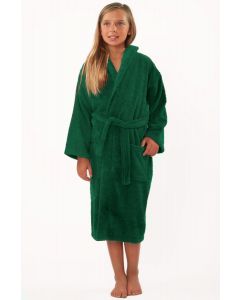 Bare Cotton 100% Turkish Cotton Kids Hooded Terry Robe - Green - Kids (Age 3-6) - Small Medium - Kids Hooded Terry Robe - Green - Small Medium