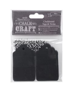 docrafts Chalk Craft Chalkboard Tags & Twine 20/Pkg-2.875"X1.75"