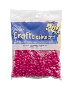 Darice Pony Beads 6mmX9mm 720/Pkg-Opaque Neon Pink