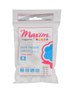 Maxim Hygiene Products Maxim Hygiene 3 In 1 Pure Travel Pack - Cotton Swabs, Rounds, and Balls - 50 count