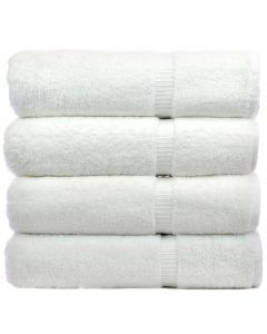 Bare Cotton Luxury Hotel & Spa Towel 100% Genuine Turkish Cotton Bath Towels - White - Dobby Border  - Set of 4
