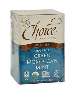 Choice Organic Teas Green Moroccan Mint Tea - 16 Tea Bags - Case of 6