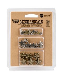 Prima Marketing Finnabair Mechanicals Metal Embellishments-Mini Stars 36/Pkg