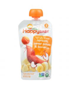 Happy Baby Baby Food - Organic - Simple Combos - Stage 2 - Apricots Sweet Potato and Bananas - 3.5 oz - case of 16
