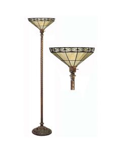 Warehouse of Tiffany Tiffany-style Mission-style Off Yellow Torchiere