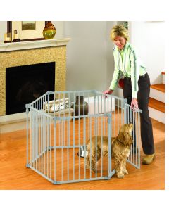 North States 3-in-1 Metal Superyard Pet Pen 6 Panels White 24" x 30"