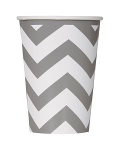 Unique Industries Paper Hot & Cold Cups 12oz 6/Pkg-Silver Chevron