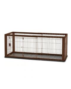 Richell Expandable Pet Crate with Floor Tray Small Brown 37" - 62.2" x 24.6" x 24"