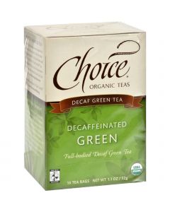 Choice Organic Teas Decaffeinated Green Tea - Case of 6 - 16 Bags