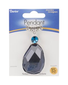 Darice Pendant 44mmX32mm 1/Pkg-Blue Agate Druzy W/Bail