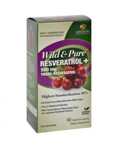 Genceutic Naturals Wild and Pure Resveratrol - 500 mg - 60 Vcaps
