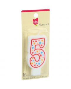 Cake Mate Birthday Party Candle - Numeral - 5 - 3 in - 1 Count - Case of 6