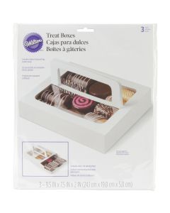 Wilton Treat Boxes-White W/Handle 9.5"X7.5"X2" 3/Pkg