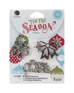 Cousin Tis The Season Connectors-Silver Bow & Tree 3/Pkg