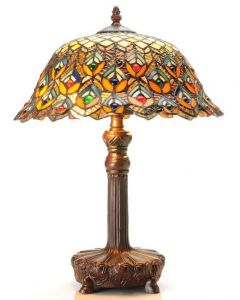 Warehouse of Tiffany Tiffany-style Peacock Jewel Table Lamp