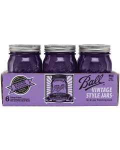 Loew-Cornell Ball Regular Mouth Canning Jars 6/Pkg-Pint - Heritage Collection Purple