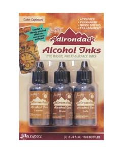 Ranger Tim Holtz Alcohol Ink .5oz 3/Pkg-Cabin Cupboard-Caramel/Ginger/Latte