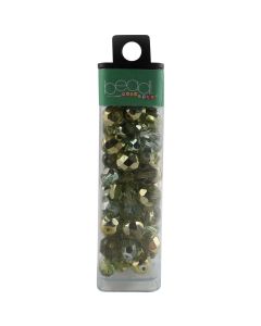 Mode International Square Tube Glass Beads 2oz-Mirror Green Mix