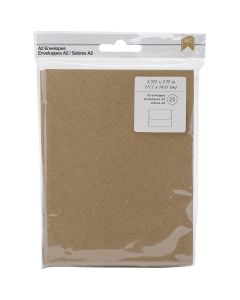 American Crafts A2 Envelopes (4.375"X5.75") 25/Pkg-Kraft - American Crafts A2 Envelopes (4.375"X5.75") 25/Pkg-Kraft
