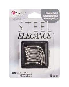 Cousin Stainless Steel Elegance Beads & Findings-Curved Tube Spacers 12/Pkg