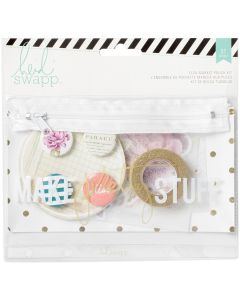 American Crafts Heidi Swapp Memory Planner Binder Flea Market Zippered Pouch-Make Pretty Stuff W/36 Embellishments