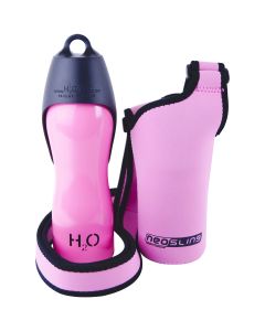 H2O4K9 Stainless Steel K9 Water Bottle 25oz & Carrier-Pink