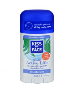 Kiss My Face Deodorant Natural Active Life Fragrance Free Natural Active Life Aluminum Free - 2.48 oz