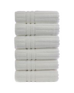 Bare Cotton Luxury Hotel & Spa Towel 100% Genuine Turkish Cotton Hand Towels - White - Striped  - Set of 6