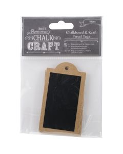 docrafts Chalk Craft Kraft W/Chalkboard Tags 10/Pkg-Parcel, 3.5"X1.875"