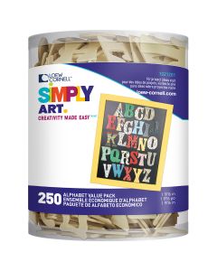 Loew-Cornell Simply Art Wood Alphabet 250/Pkg-Natural 1.5625"