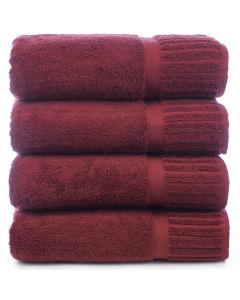 Bare Cotton Luxury Hotel & Spa Towel 100% Genuine Turkish Cotton Bath Towels - Cranberry - Piano  - Set of 4